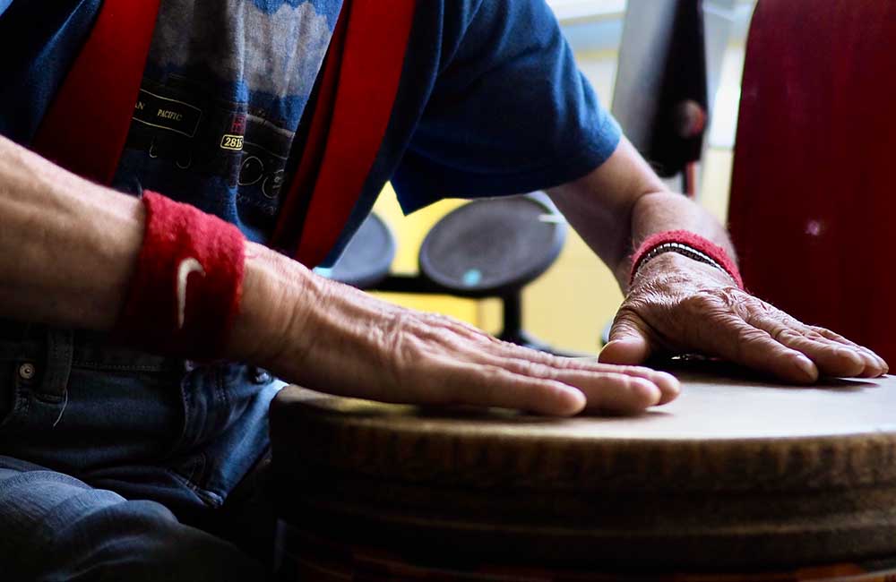 close up playing the drums