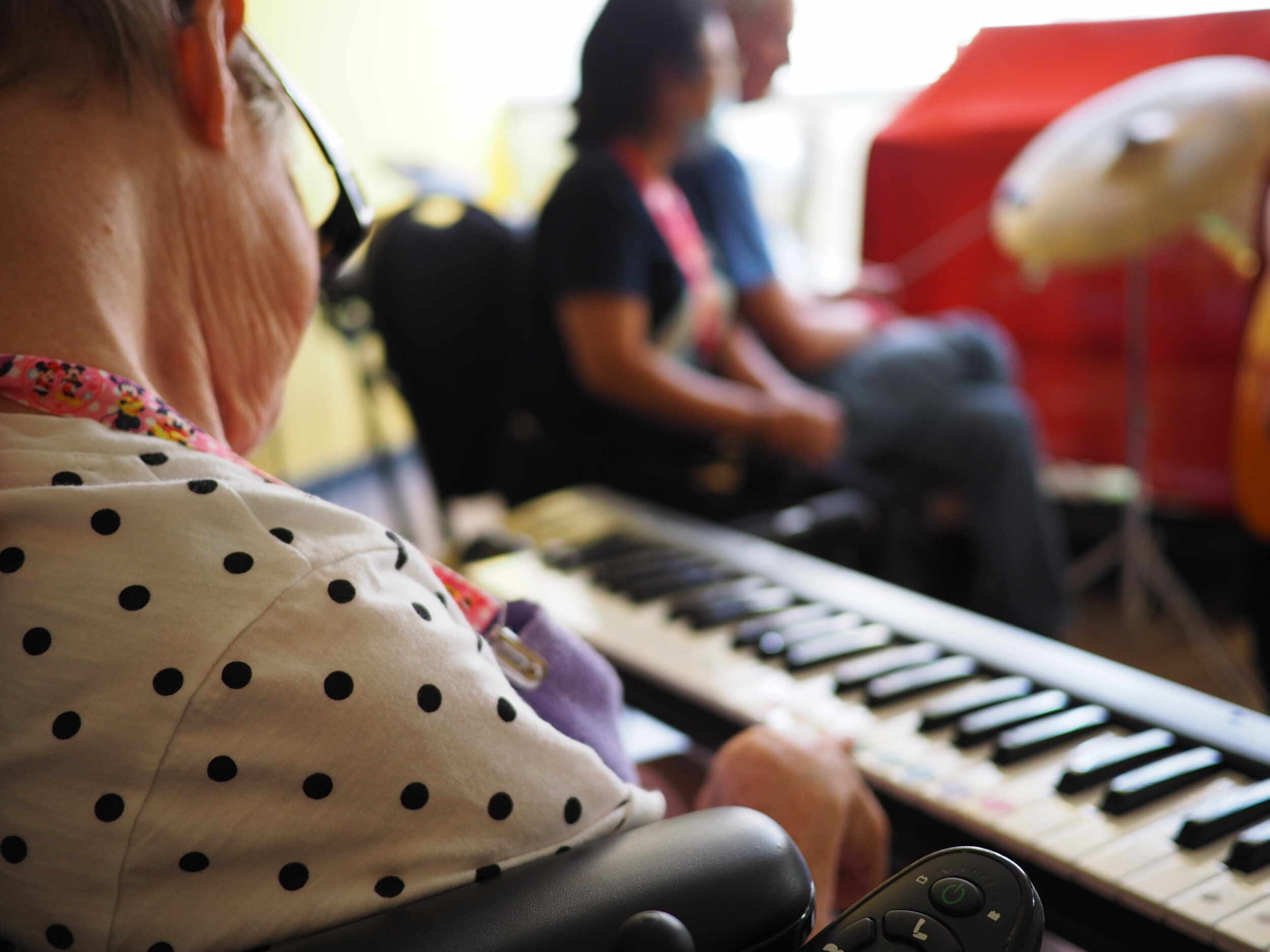 person sitting at keyboard